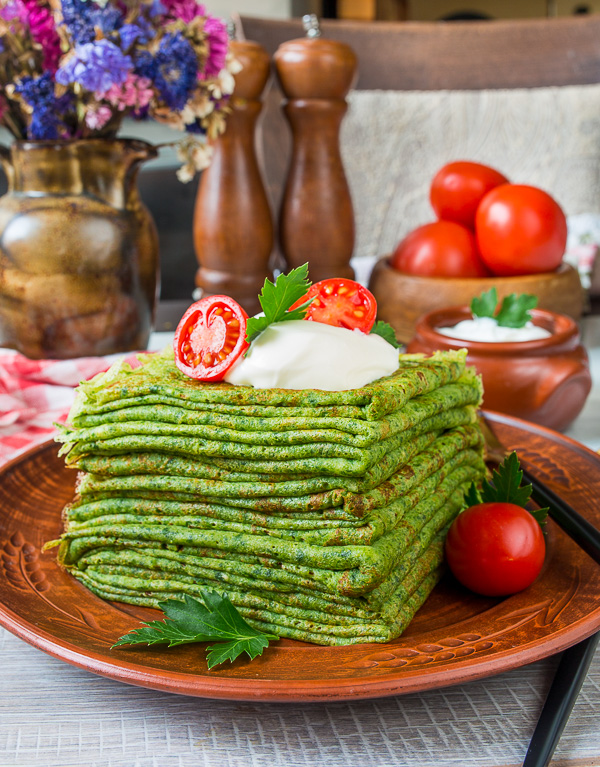 Тонкие шпинатные блинчики на Вкусном Блоге